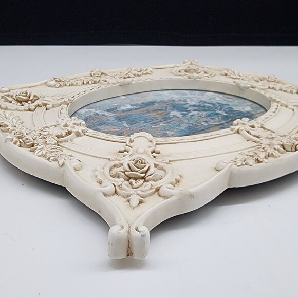 Ornate Vintage Inspired Ivory Resin Photo Frame With Floral Baroque Design - Picture 10 of 11